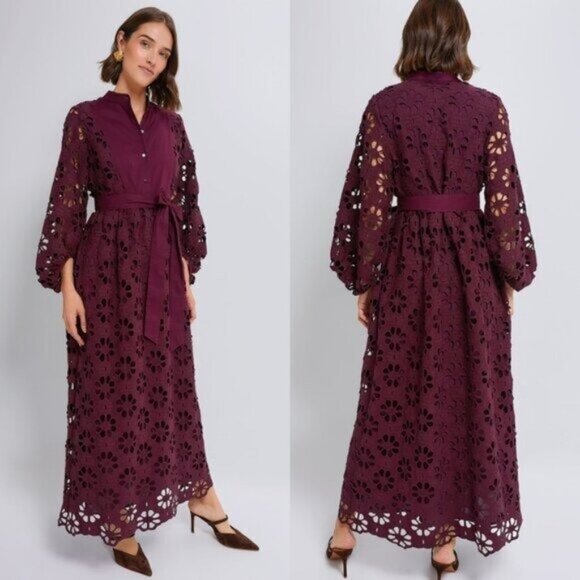 Tuckernuck NEW Merlot Lace Calliope Long Sleeve Chic Maxi Dress Size XL - Picture 2 of 12